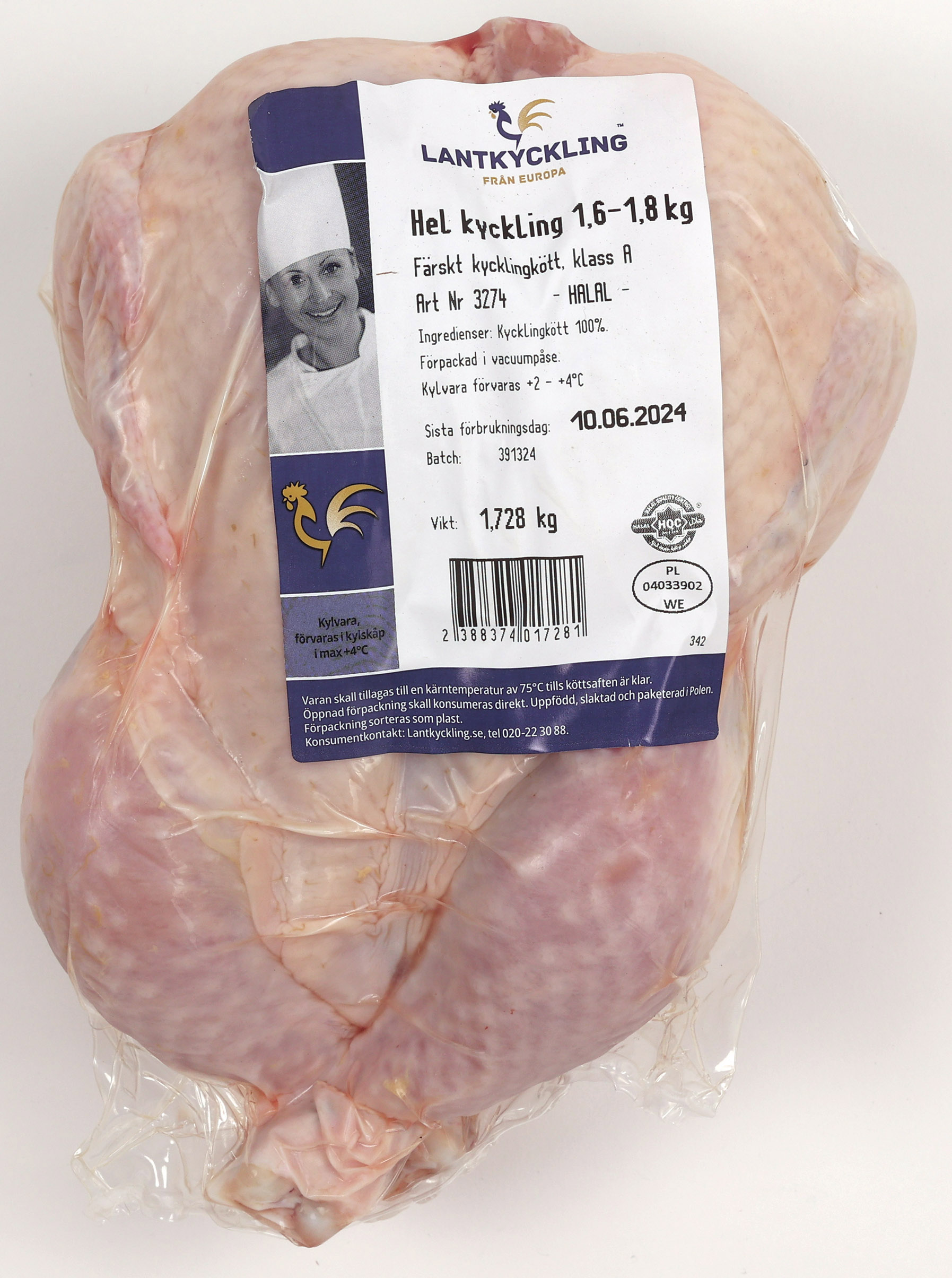 Lantkyckling Hel Kyckling 1,6-1,8 kg